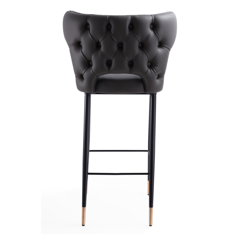 Hendon Upholstered Counter Stool with Metal Frame, Gray, Bar Stool (28" Seat Height), 1