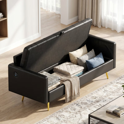 Canapé de rangement l 60 po avec 2 ports de chargement USB
