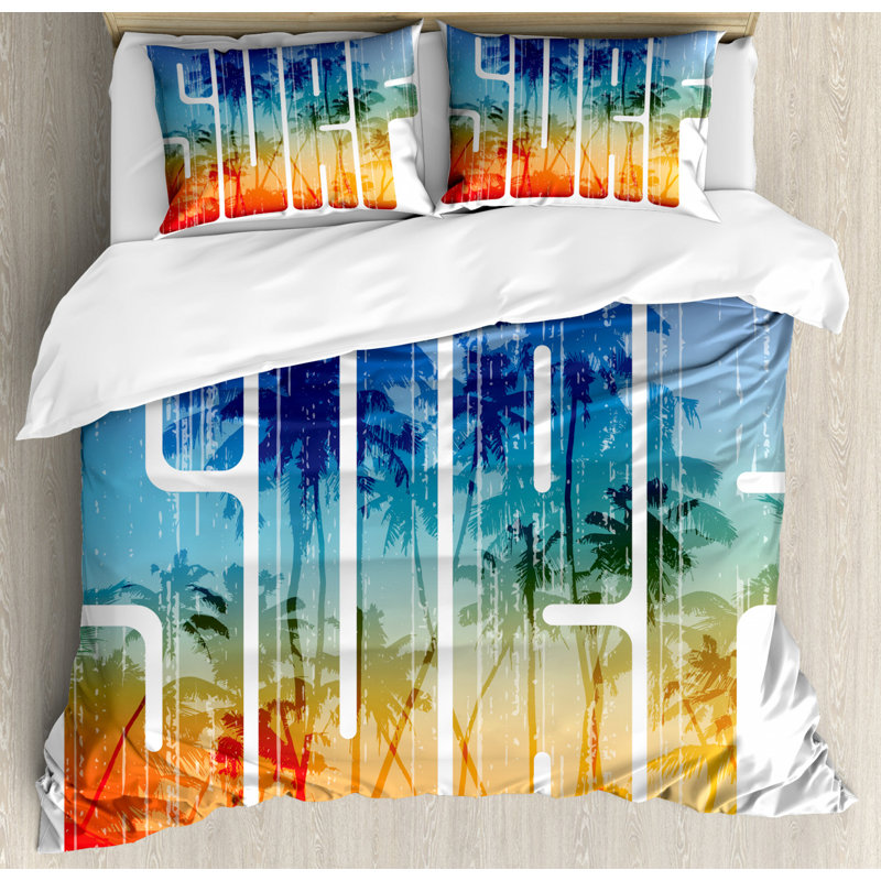 Coastal Polyester Duvet Cover, Queen Duvet Cover + 2 Standard Shams