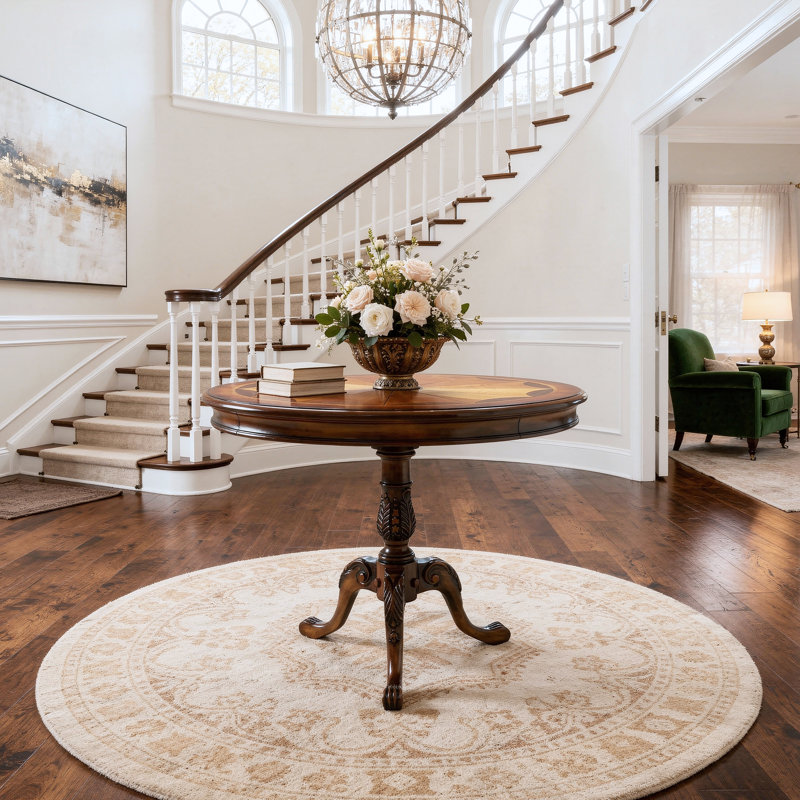 Carissa 30" Round Foyer Table, Cherry