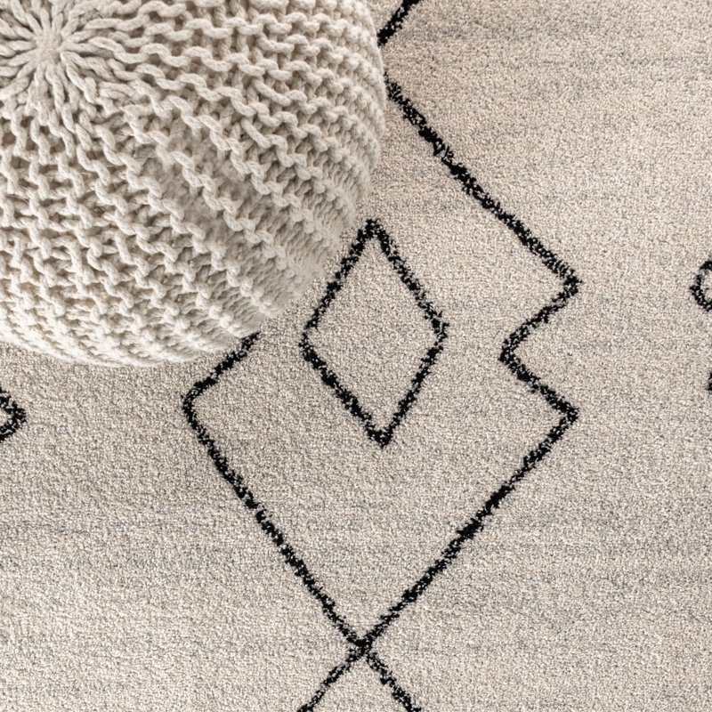 Bradsher Moroccan Beni Souk Cream/Black Rug, Runner 2'3" x 8'