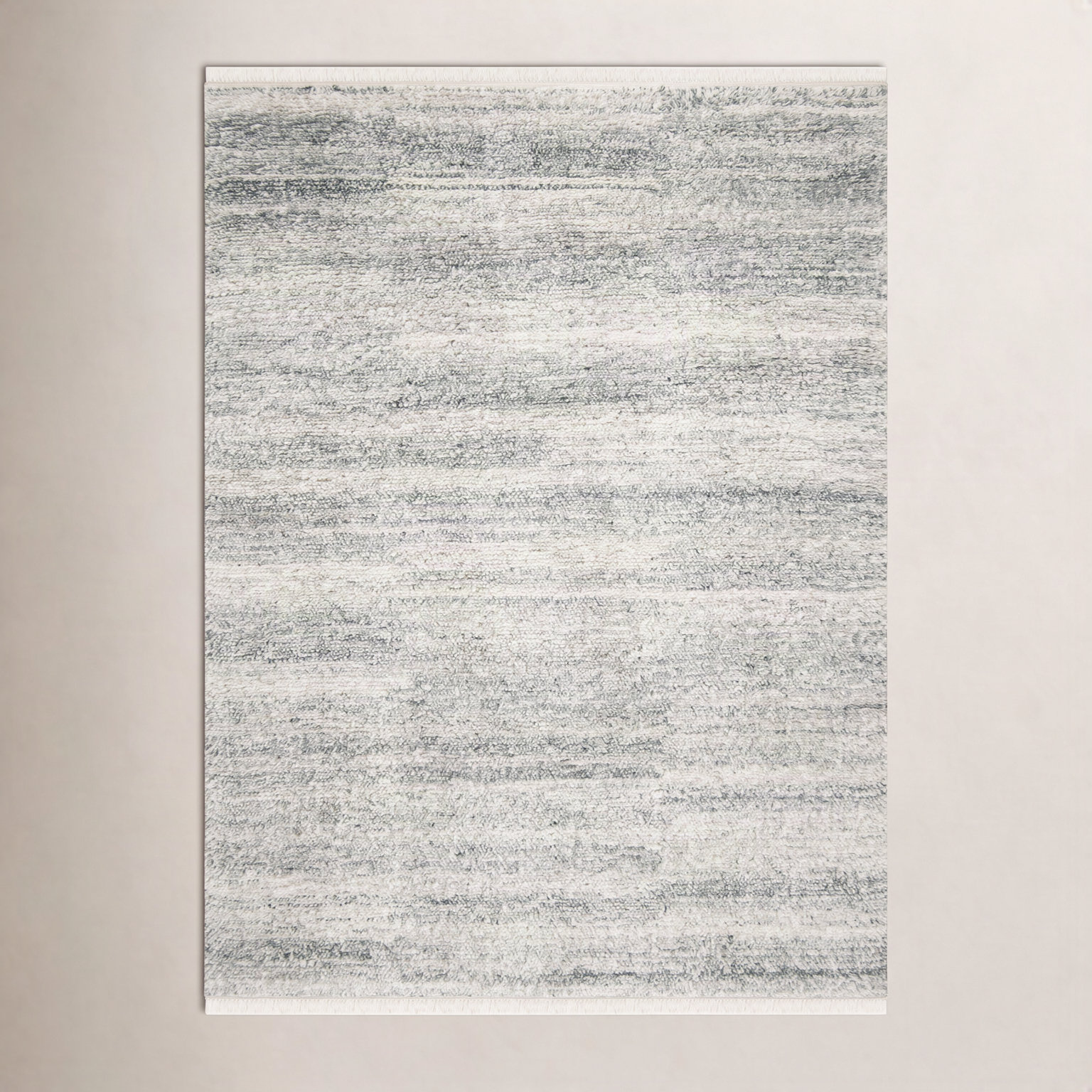 Wyly Light Gray Handmade Shag Wool Rug, Rectangle 4' x 6'