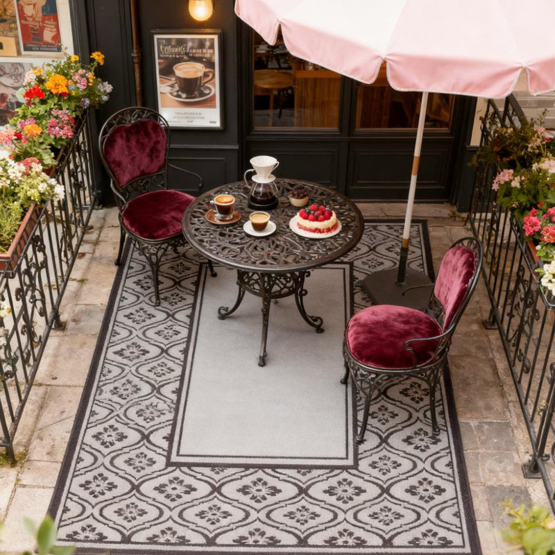 Tapis d'extérieur, polypropylène 310G / M réversible, imperméable et décoloré, avec sac de transport, idéal pour les voyages de jardin