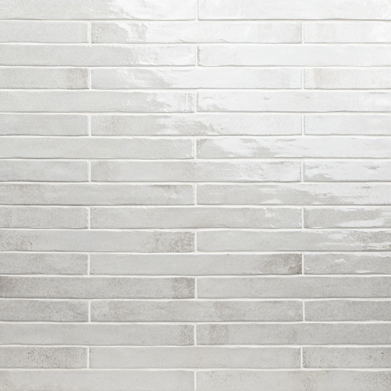 Carrelage de sol et de mur en brique de porcelaine brillante 2 po x 18 po Westley, Ivoire