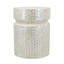 L 14 po x P 14 po x H 18 po, 1 pièce, panneau de fibres à densité moyenne et tabouret décoratif Capiz Shell, blanc, conception cylindrique géométrique pour les espaces côtiers et bohémiens