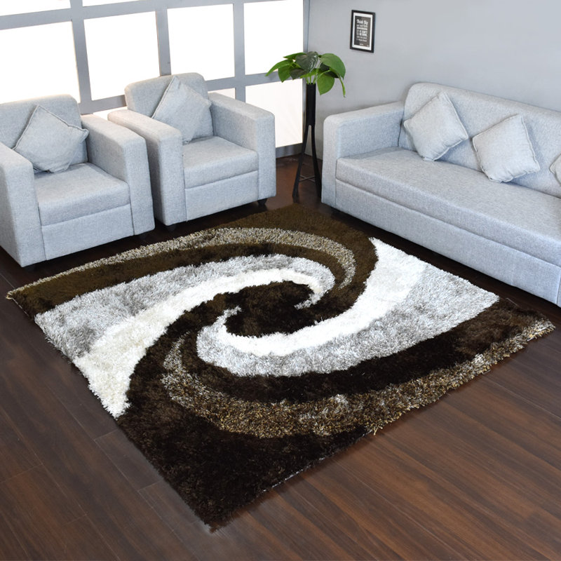 Tapis de salon, de chambre à coucher - Tapis à poils longs en polyester touffeté à la main Heller, Carré 10pi