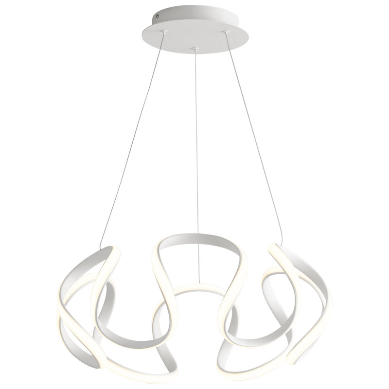 Lustre géométrique unique à 1 lumière Amarveer, Blanc, H 103,75 po x l 22 po x P 22 po