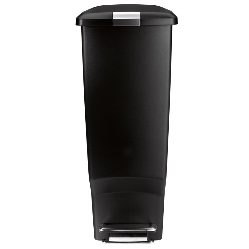 simplehuman 40 Liter / 10.6 Gallon Slim Kitchen Step Trash Can with Secure Slide Lock, Plastic, Black