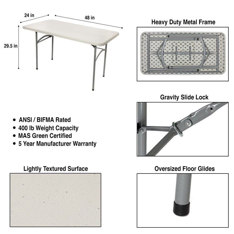 Baldwin 48'' Grey Plastic and Steel Folding Table