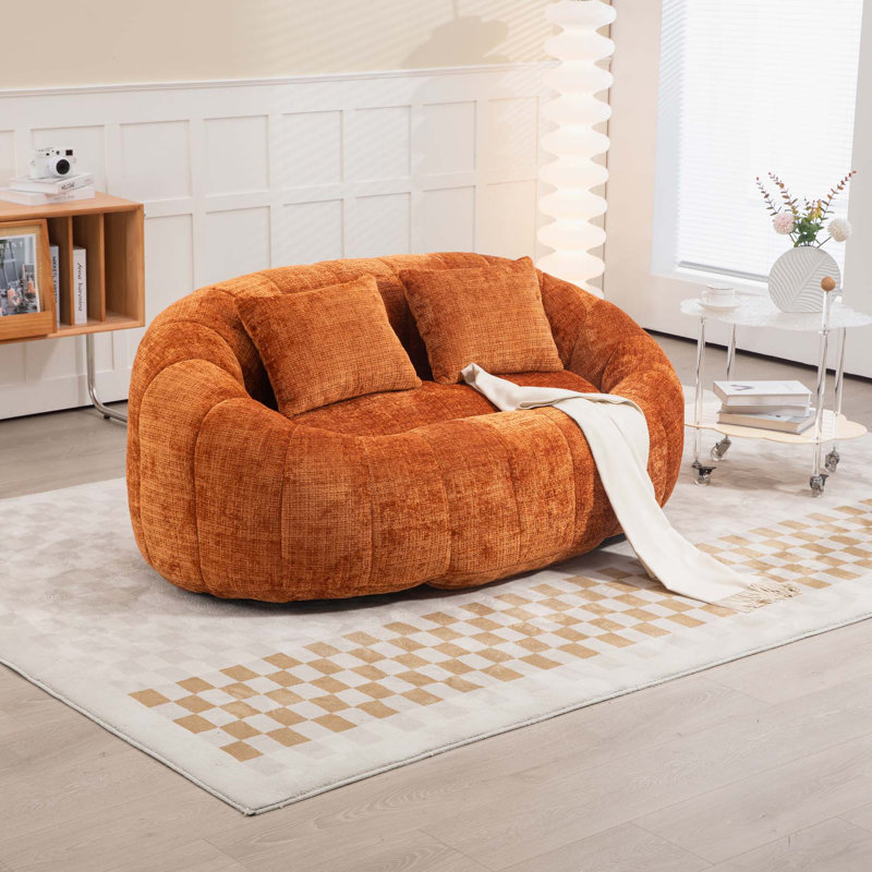 Causeuse de réception Canny, Orange, H 24,8 po x l 55 po x P 37,4 po