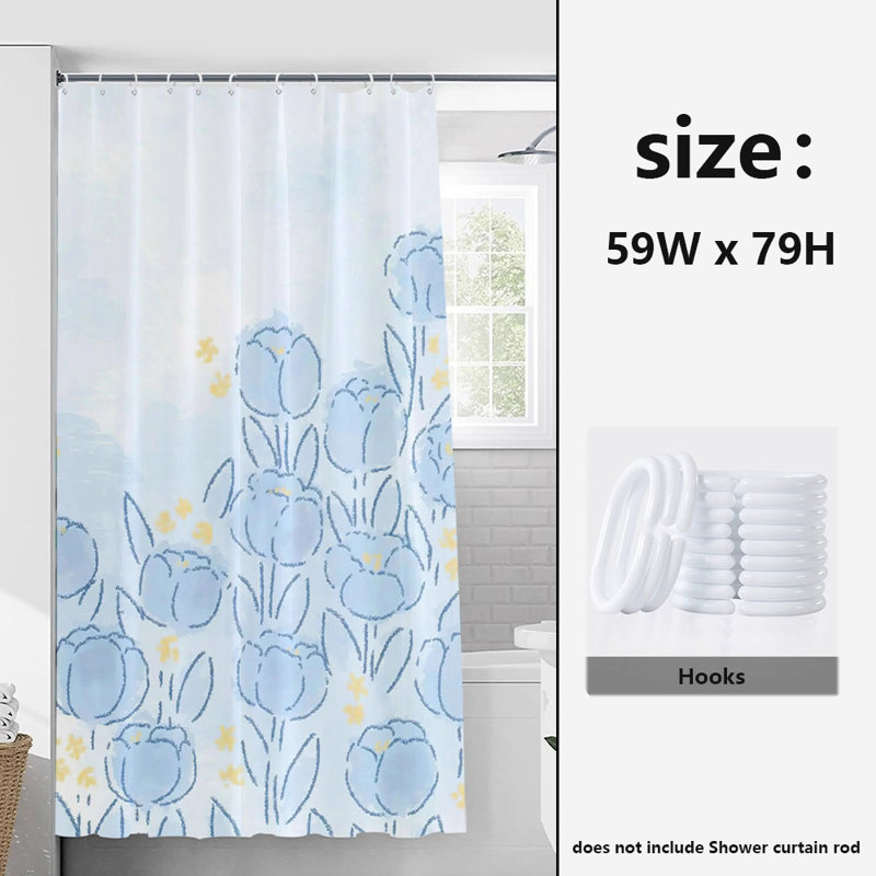 Polyester Shower Curtain, 79"H x 59"W