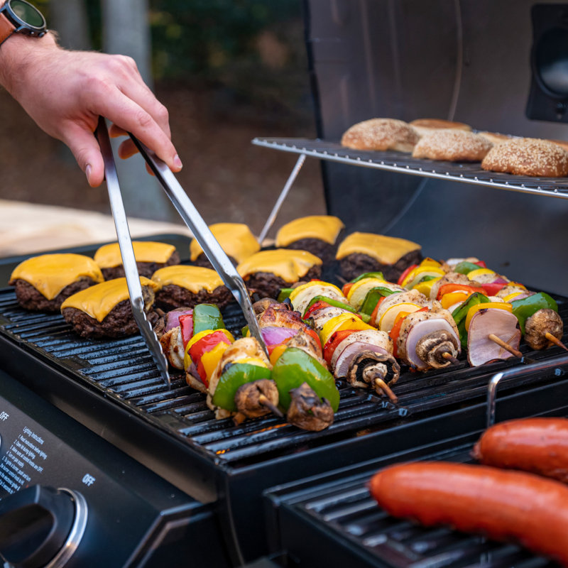 Char-Griller Double Play Dual Fuel BBQ - Gas & Charcoal Grill with Sider Burner & 2 Thermometers