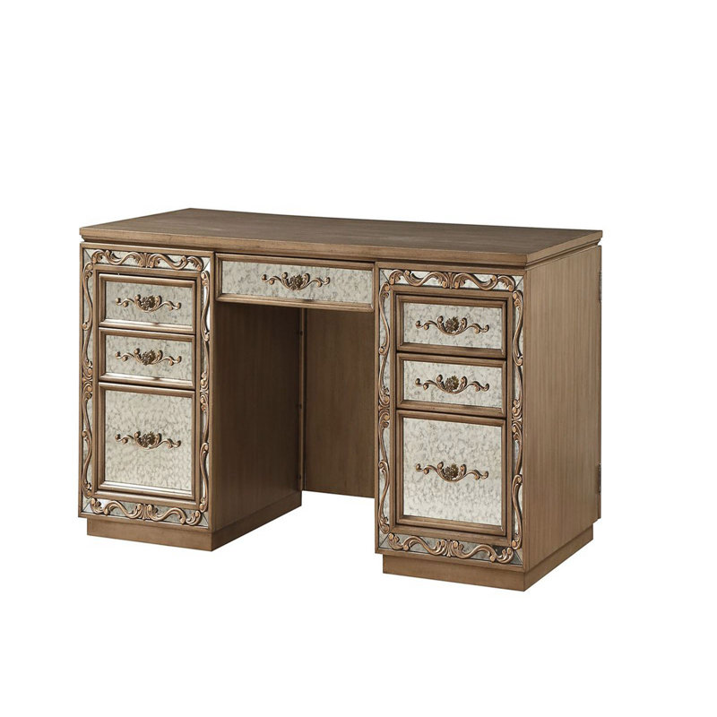 Brown Wood Computer Desk with Hutch and Drawer