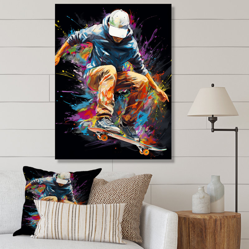 Skateboard Urban Flow VI - impressions sur toile de sport, Toile tendue, H 32 po x l 16 po x P 1 po