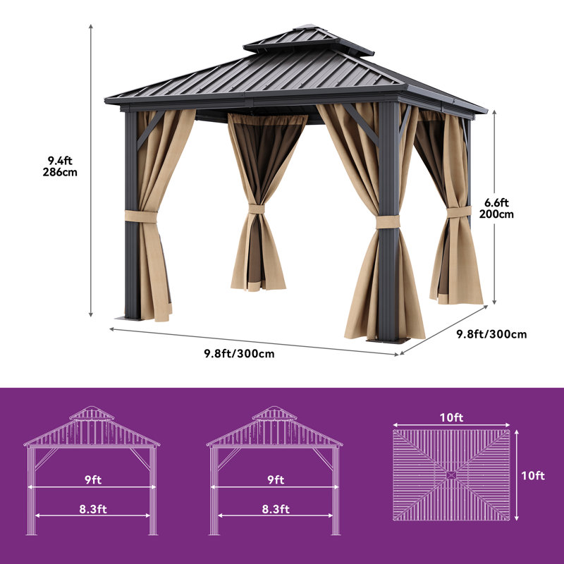 10Ft. W x 10Ft. D Aluminum Patio Gazebo