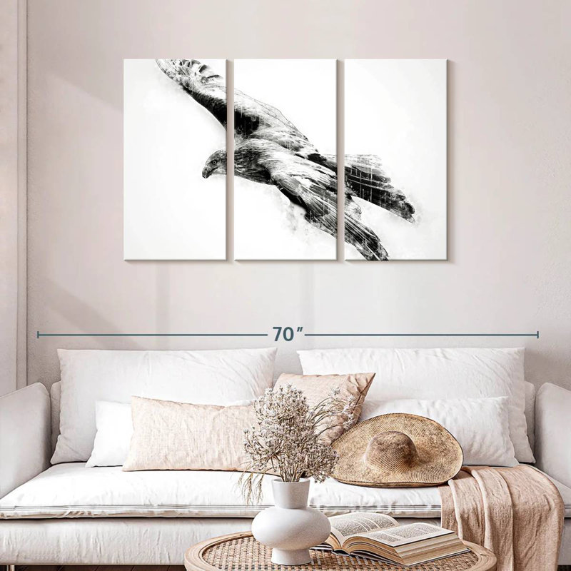 Brampt Hawk Black And White, 28" H x 45" W