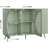 Coffee Bar Cabinet with Fluted Glass Door, Modern Cream Style Buffet Sideboard with Wine Glass Rack