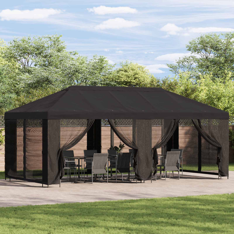 Vidaxl Gazebo Polyester And Steel, Anthracite, 276.5cm H x 600cm W x 300cm D