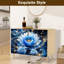 Buffet Buffet avec rangement Fleurs de lotus bleues aux accents dorés scintillants abstraits tourbillonnant avec 2 portes pour le salon et la cuisine