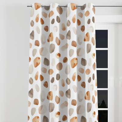Modern Room Darkening Curtains - Beige Soft Clay Stone Grommet Curtain - 1 Panel