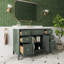 Ensemble de meuble-lavabo autoportant vert entièrement assemblé de 48 po avec construction en bois massif et plateau en marbre d'ingénierie
