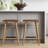 Upholstered Counter Stool with Solid Wood Frame