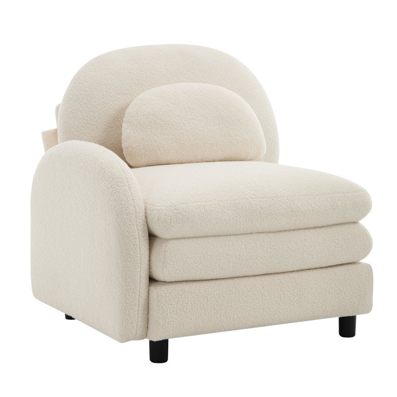 Canapé courbé en tissu VF Teddy Vitteria avec coussin blanc beige, Beige