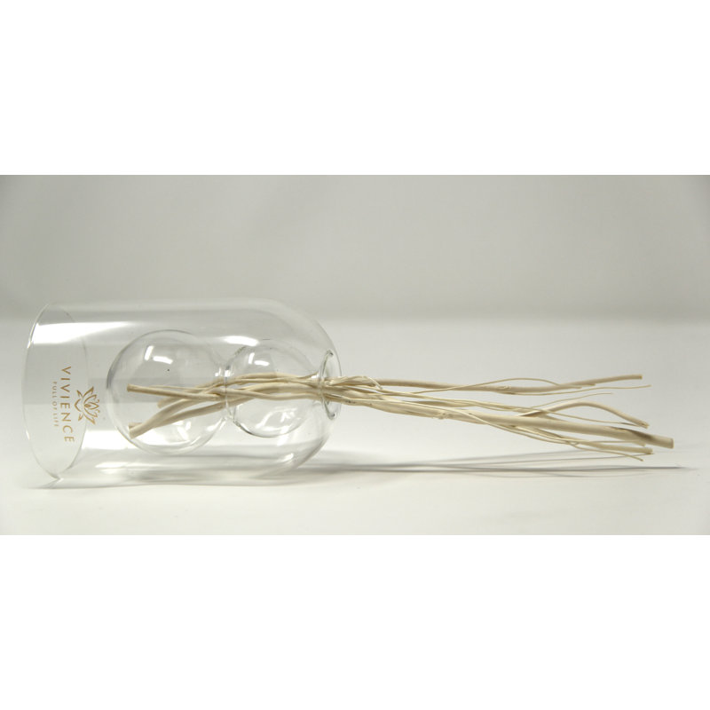 Diffuseur à roseaux transparent avec incrustation circulaire blanche