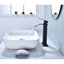 Robinet de lavabo pour salle de bain à poignée simple Waterfall Spout, noir mat, acier inoxydable avec bonde escamotable sans trop-plein