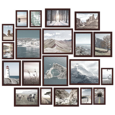 20 Pack Picture Frames Collage Wall Decor Wall Frame Set For Gallery Wall Decor, Hanging Or Tabletop Display, Assorted Picture Frames Including 8X10, 5X7, 4X6 Family Photo Frames, Brown