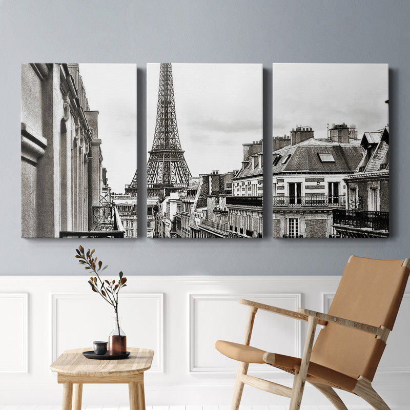 " Eiffel View " 3 - Pieces, 48" H x 96" W x 1" D