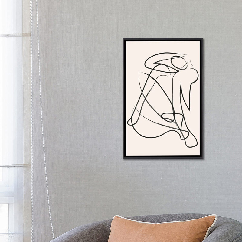 « Déconstruit silhouette Natural » par Mambo art studio-impression, Pas de tapis, Toile avec cadre noir patiné
