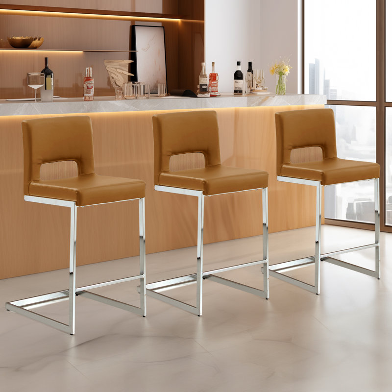 Tabouret de comptoir rembourré 26 po Daco, 2, Brun