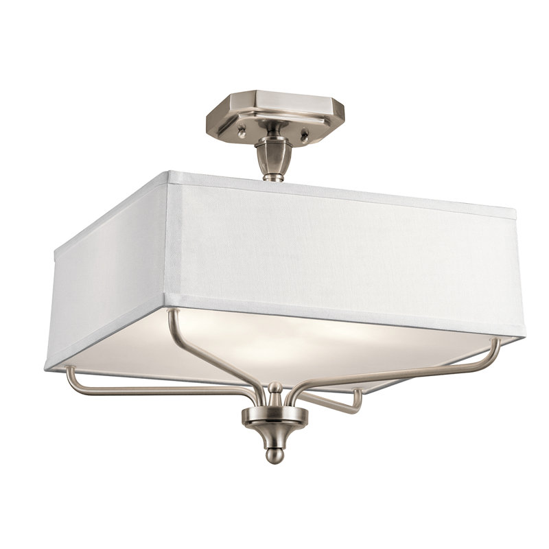 Laurence Fabric Semi Flush Mount, Classic Pewter