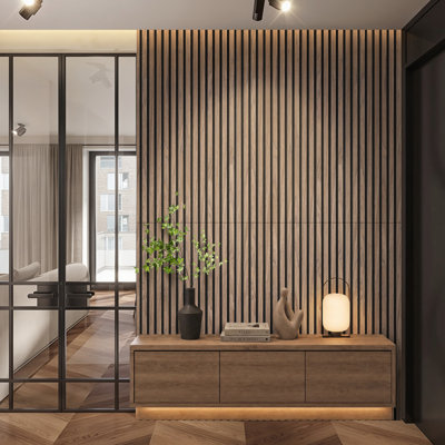 472 x 236 peel and stick Acoustic Slat Wall Paneling 3D AcousticSoundproof Wood Slat Wall Panels