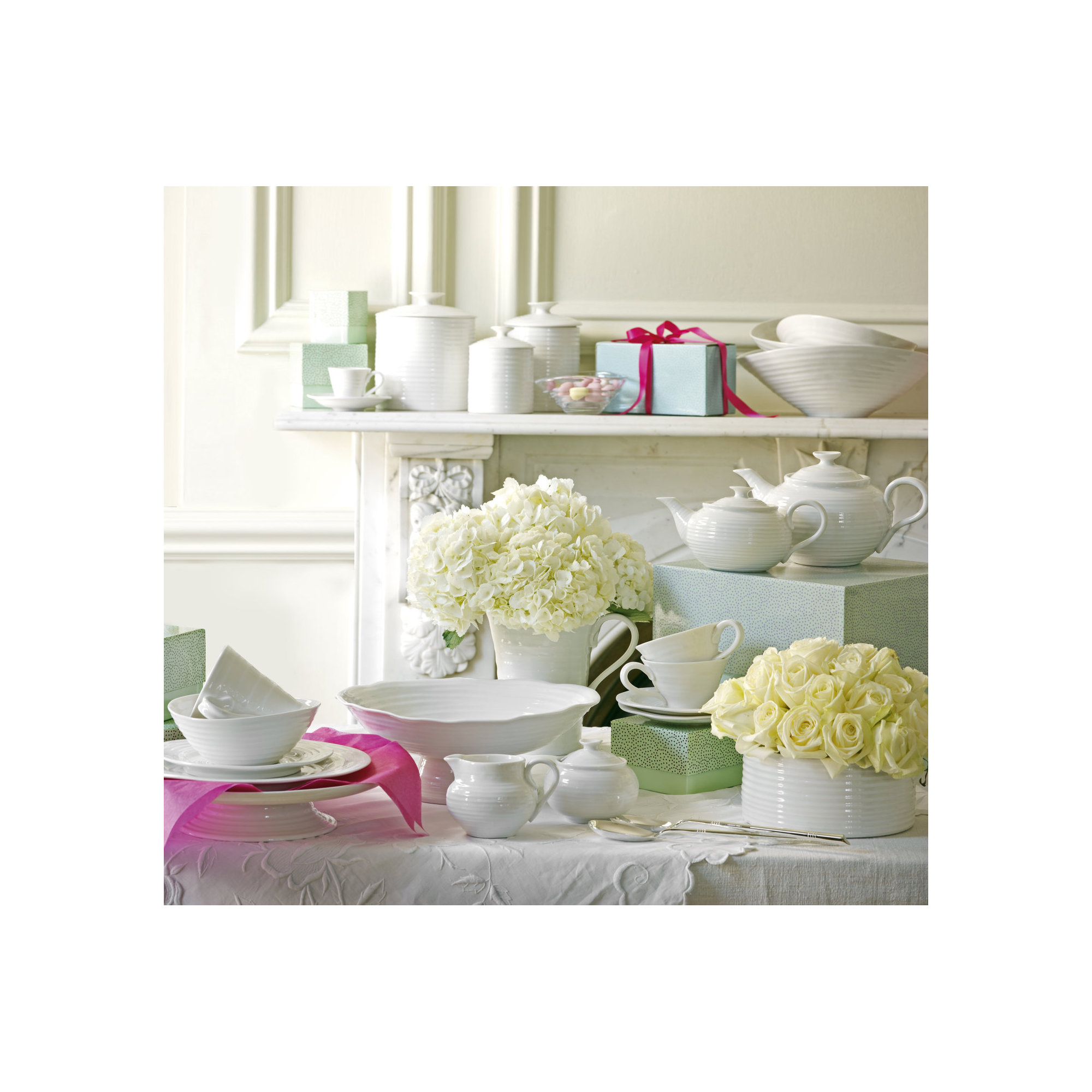 Portmeirion Sophie Conran White Teacup/Saucer 8 Oz White