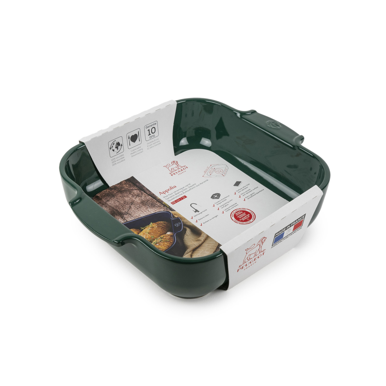 Peugeot Appolia Square Ceramic Baking Dish, 2.83" H x 11" L x 9.84" W
