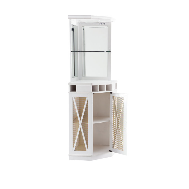 Bar d'angle avec rangement pour bouteilles de vin Merryman, Blanc