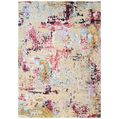 Hand Knotted Area Rug in Silver/Pink/Purple/Blue