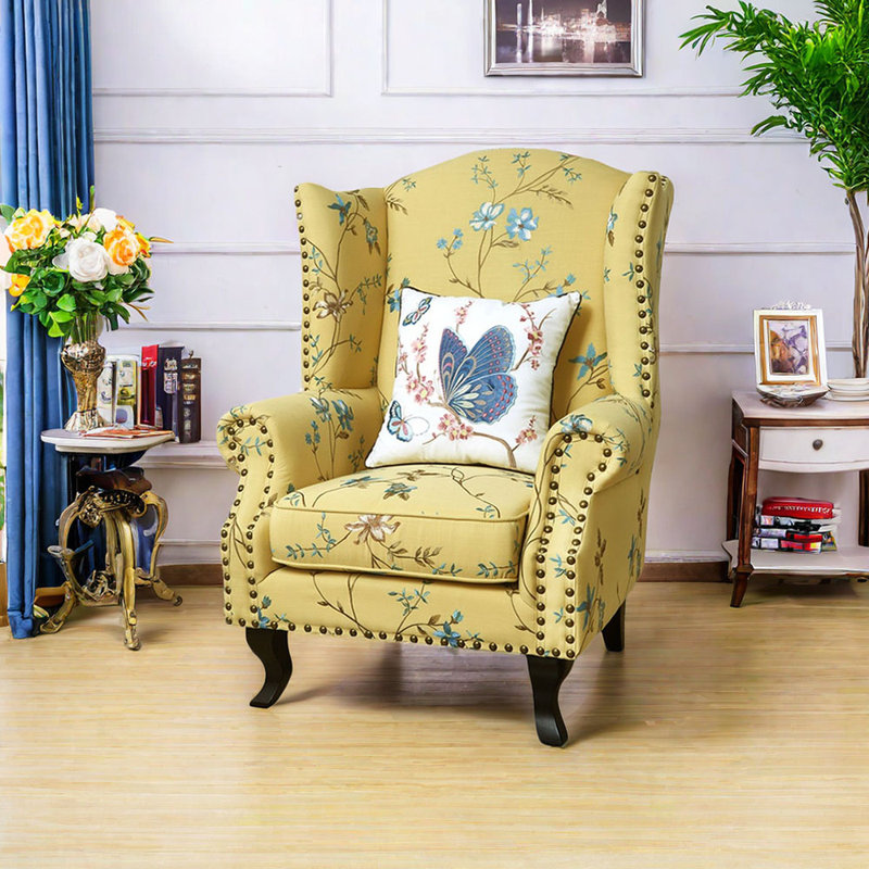 Fauteuil inclinable brodé, Mélange de polyester jaune