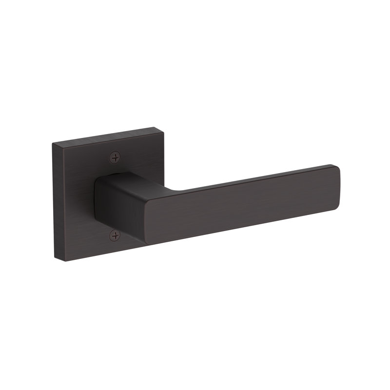 Sharpe Passage Lever with Contemporary Square Rose in Unlacquered Brass, Venetian Bronze