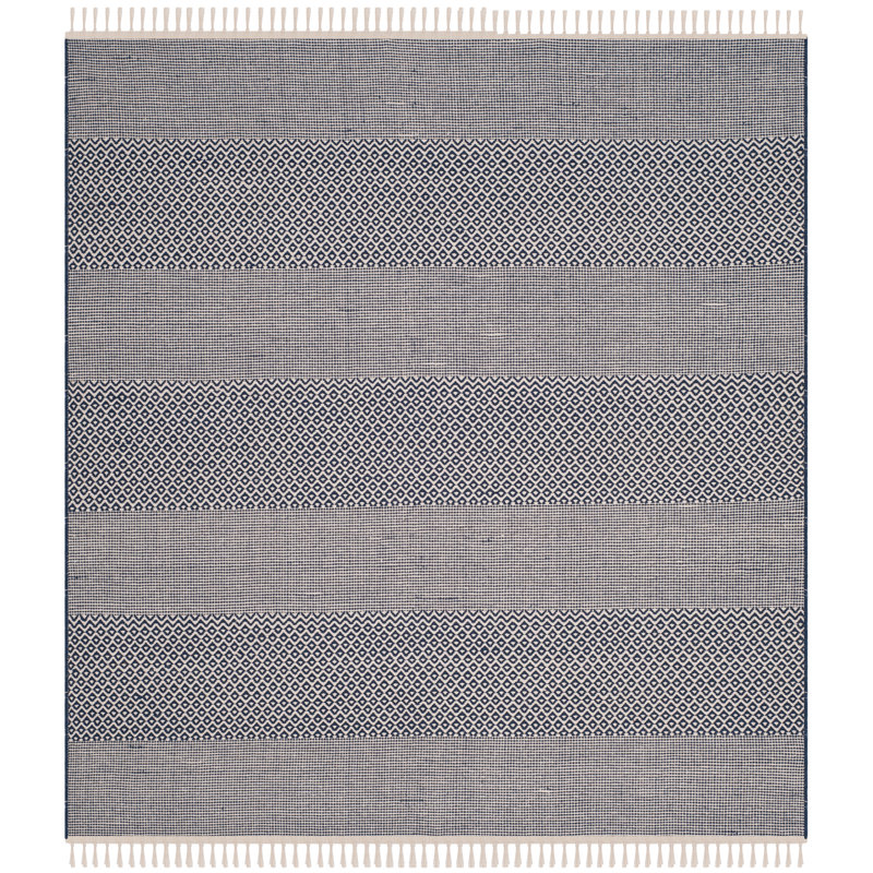 Annia Hand Woven Cotton Striped Rug, Square 6'