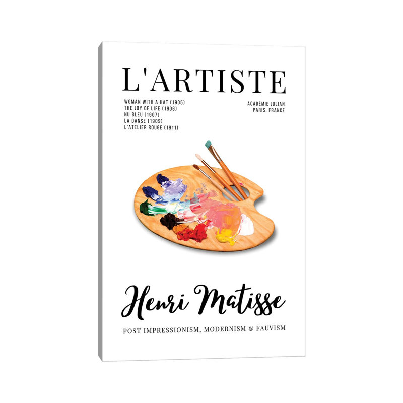 L'Artiste French Art Magazine Cover Design With Matisse An Palette by Design Harvest - Wrapped Canvas Print