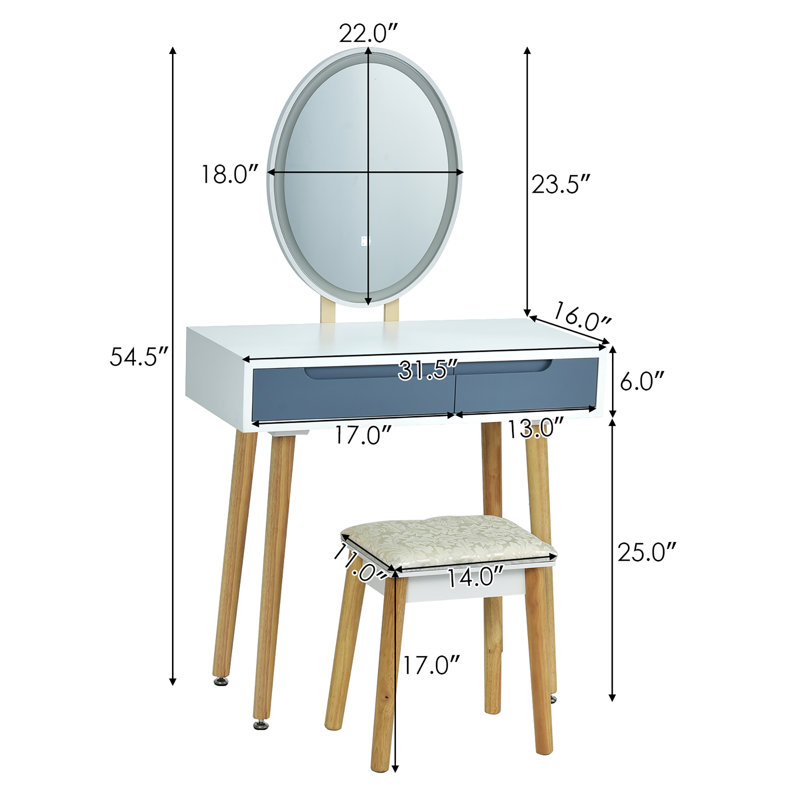 Brassfield Vanity, Brown/White/Blue
