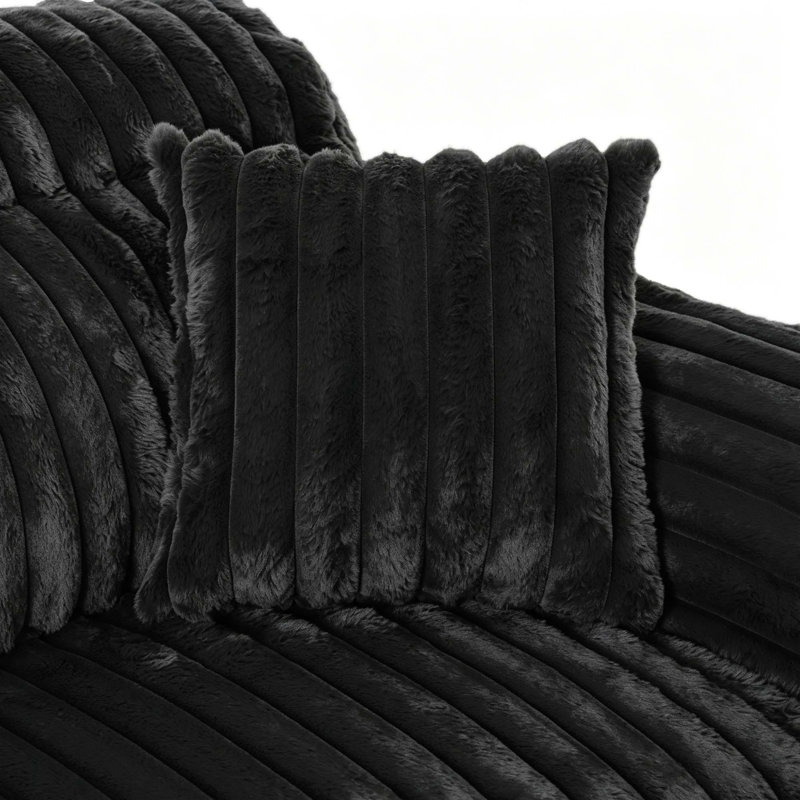 Canapé moderne avec méridienne Cloud, Tissu noir