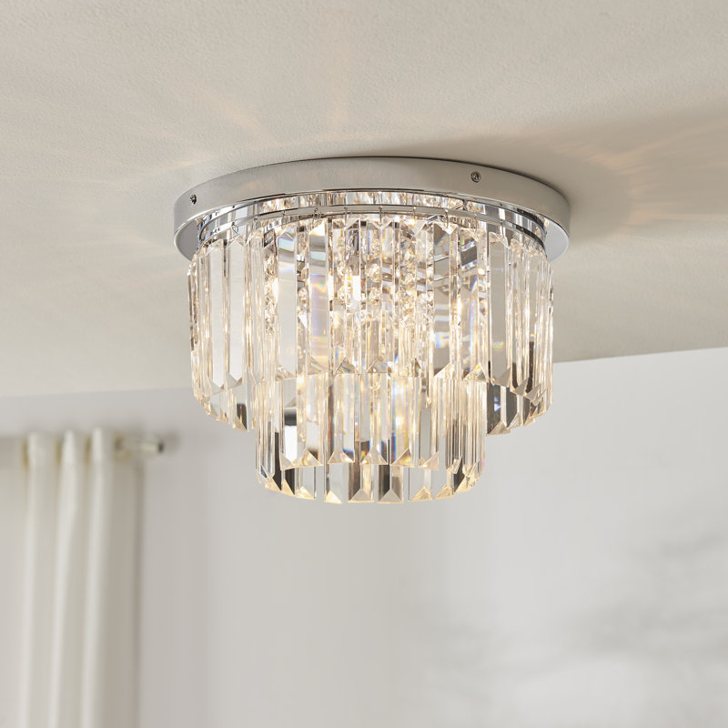 Bella Flush Acrylic Crystal Chandelier Drop Ceiling Light - Modern Glam Style