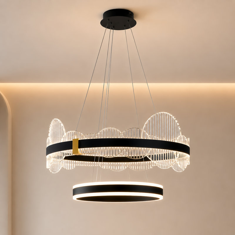 2-Light LED Tiered Circle Chandelier