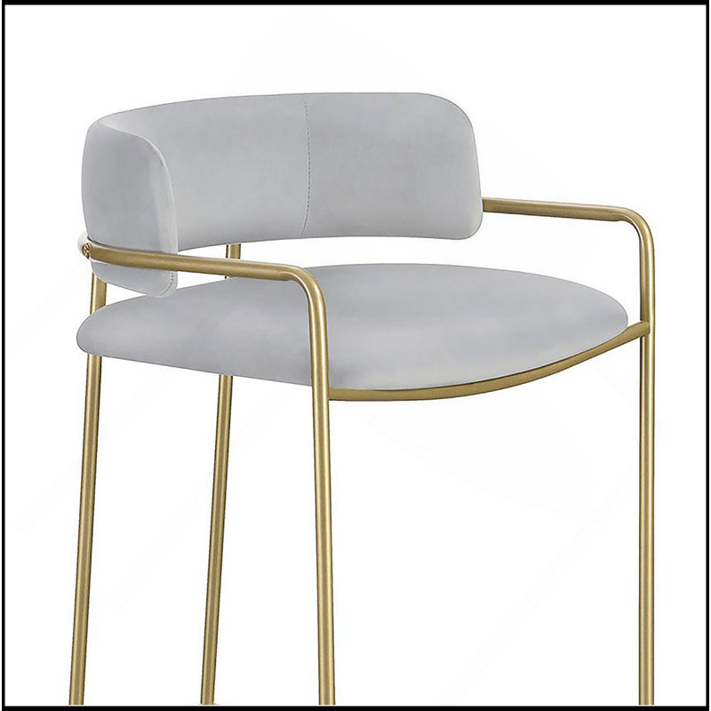 Tabouret à dossier bas gris et doré
