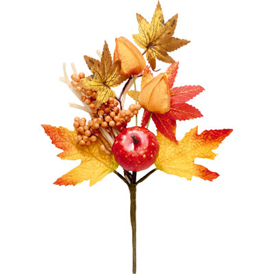 13" Artificial Fall Mini Pumpkin & Pip Berry Pick, Set of 6