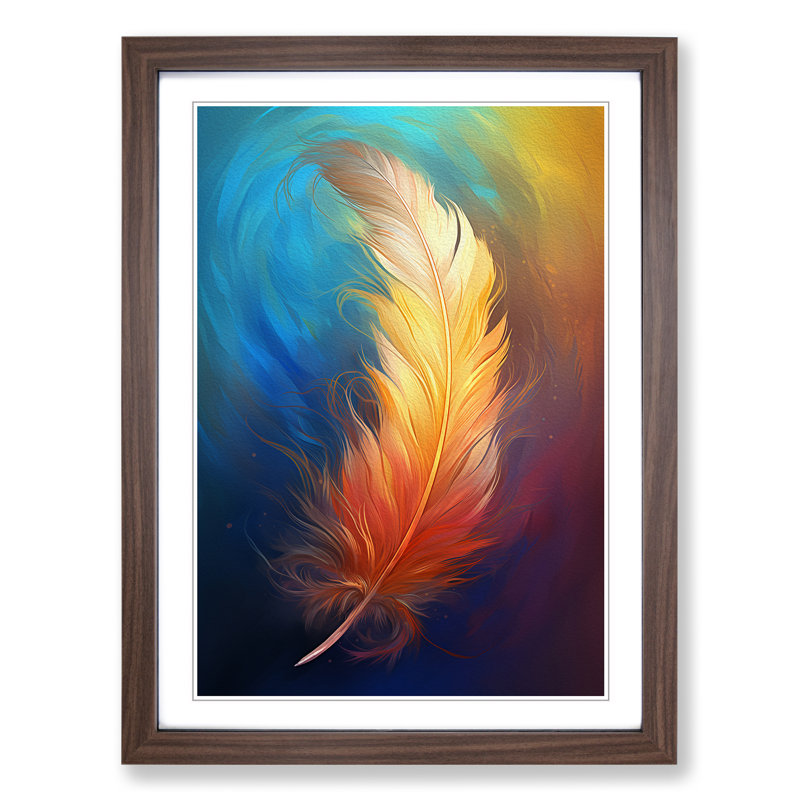 Feather Digital - Single Picture Frame Print on Wood, Walnut, 34cm H x 25cm W x 2cm D